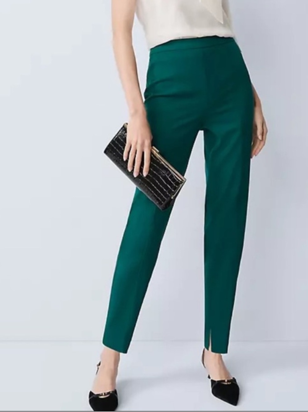 EXPRESS Green Ponte Knit Pull On High Waist Ankle Pants S Small NWOT $80